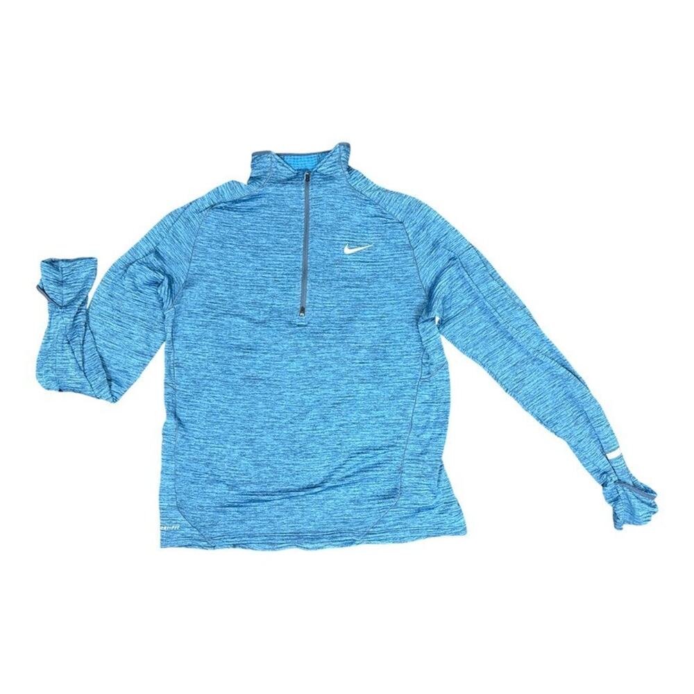 Nike Dri-Fit Track Jacket Men’s L Blue 1/4 Zip Stand-Up Collar Zip Pockets Y2K